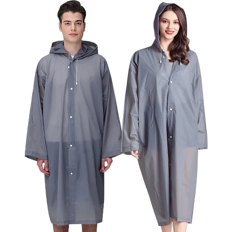 Poncho de pluie réutilisable pour adultes, 1 pièce, avec capuche et cordon de serrage, imperméable d'urgence pour femmes et hommes