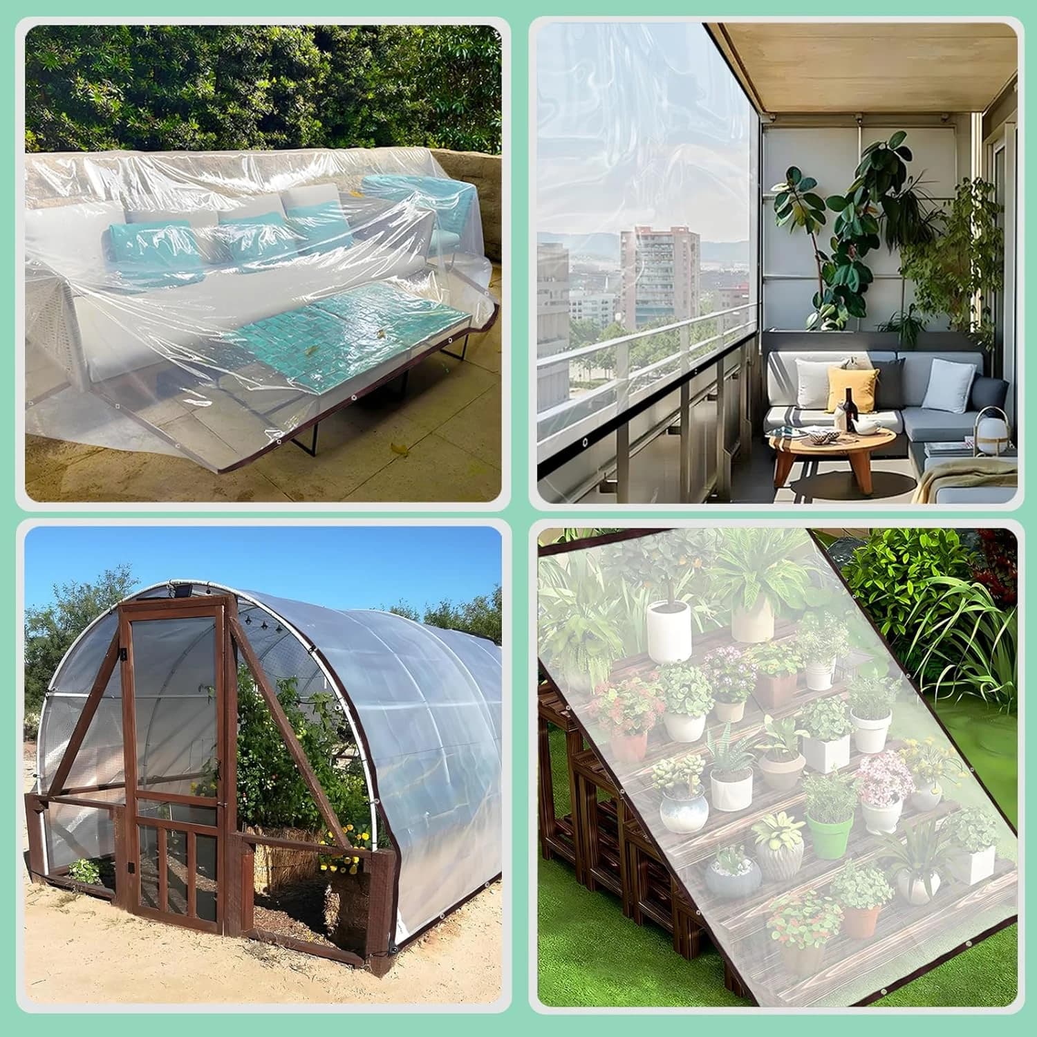 Bâche transparente épaisse et imperméable pour pergola et gazebo