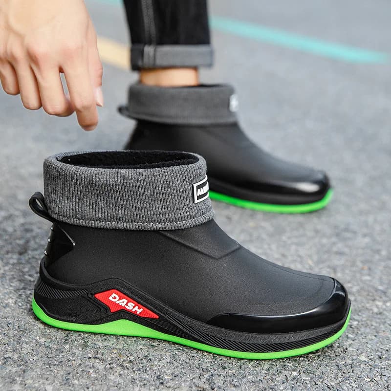 Bottes de pluie pour hommes bottes en caoutchouc imperméables en plein air galoches de caoutchouc de pêche antidérapantes bottes de pluie en coton chaud d'hiver galoches en caoutchouc