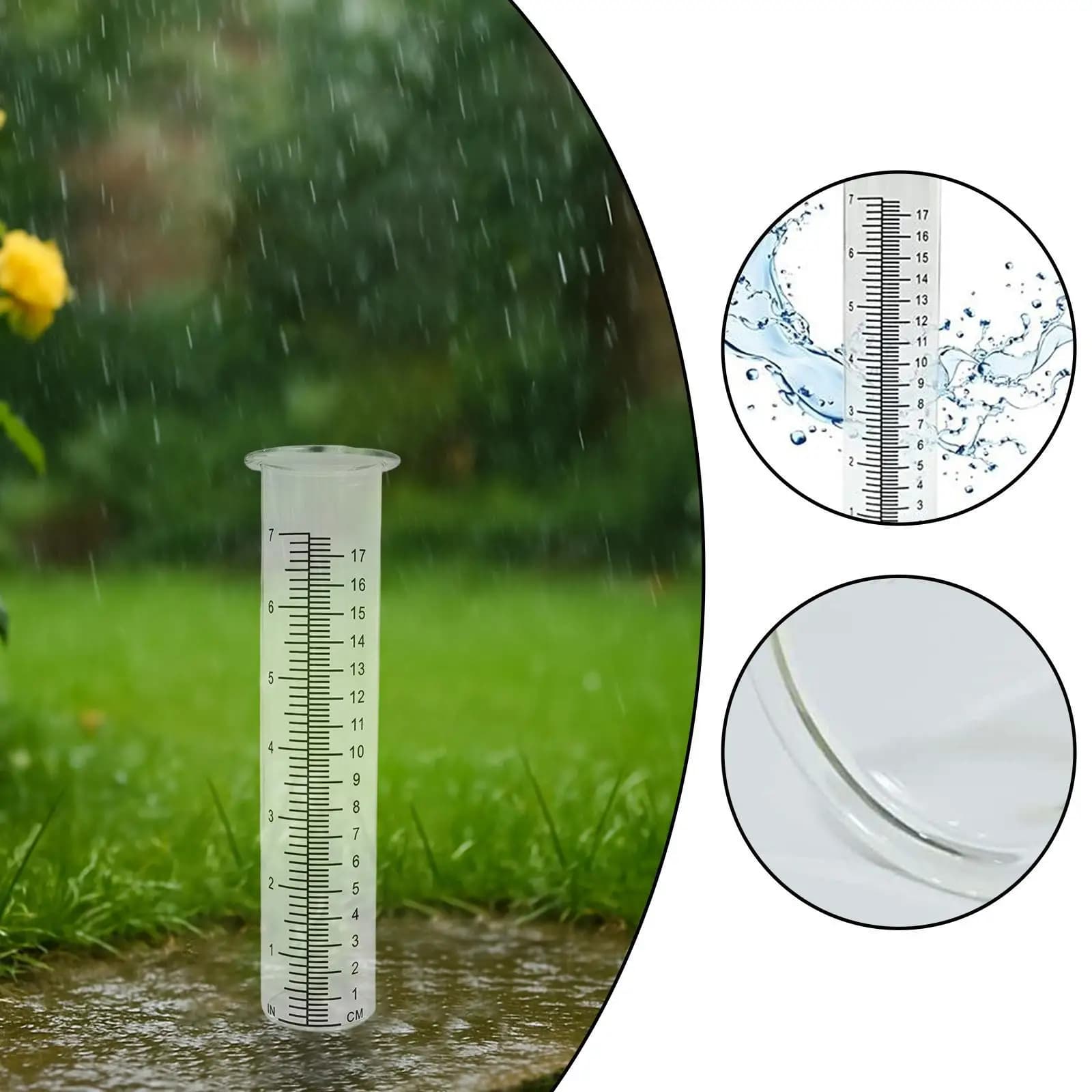 Jauge de pluie extérieure, jauge d'eau de pluie décorative avec échelle pour terrasse de ferme