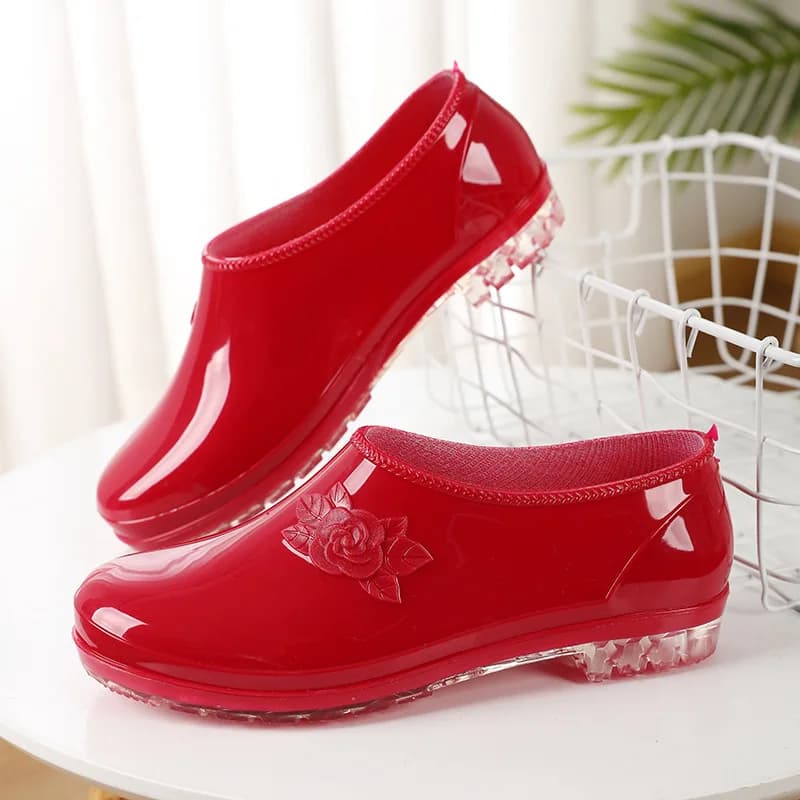 Bottes de pluie d'été basses pour femmes et hommes, bottes courtes en caoutchouc de couleur unie, ch
