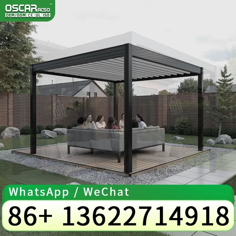 Pergolas et tonnelles motorisées bioclimatiques pour extérieur, supports 4x3, 4x4, 4x5, 4x6m pour pa