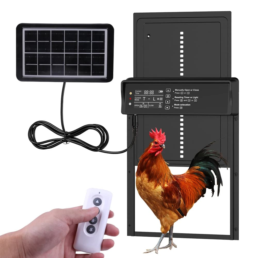 Porte de poulailler solaire, porte de poulet automatique à énergie solaire et chargement USB, porte