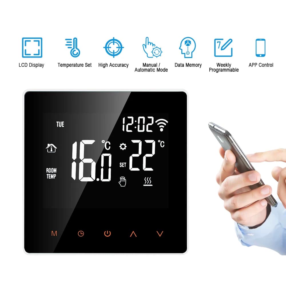 AVATTO Thermostat intelligent WiFi pour chauffage électrique, chaudière à eau et à gaz, contrôleur de température à distance, compatible avec Tuya, Alexa, Google Home