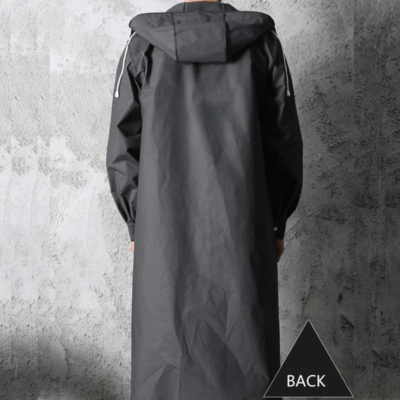 Imperméable long et noir à capuche à la mode pour femme ou homme adulte,manteau de pluie épais et résistant à l'eau pour l’extérieur, la randonnée, la pêche, l'escalade et les voyages
