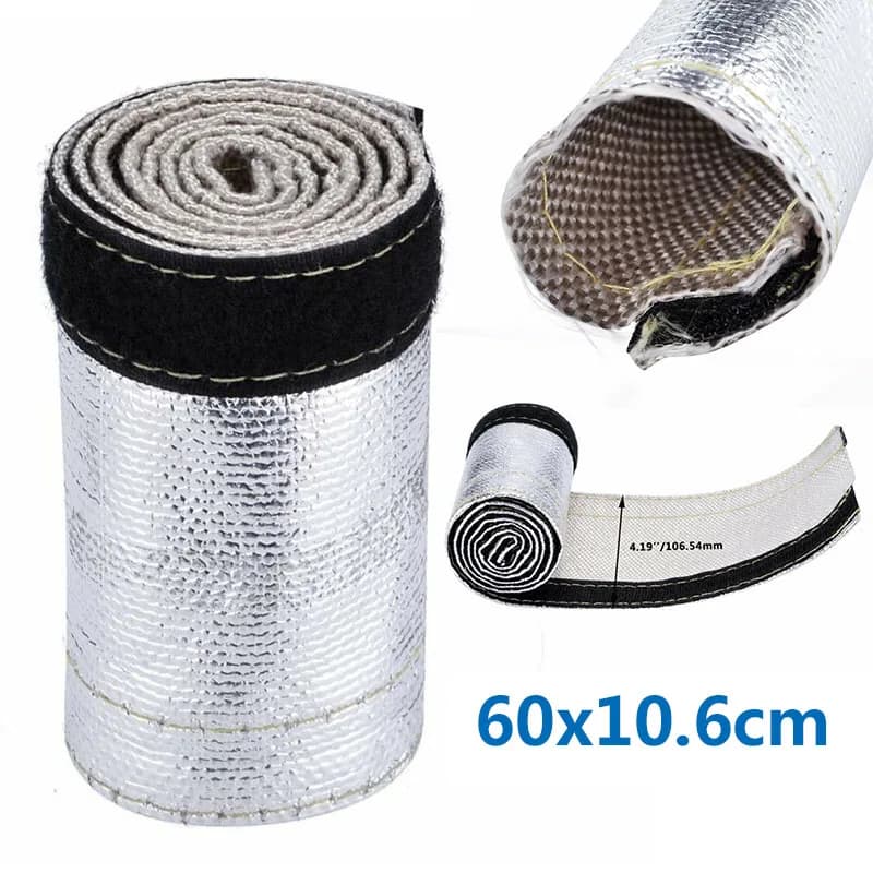 Manchons de protection thermique métalliques 60x10.6cm, couvercle de tuyau en fil isolé thermique pour voiture, Tube de métier à tisser, accessoires automobiles