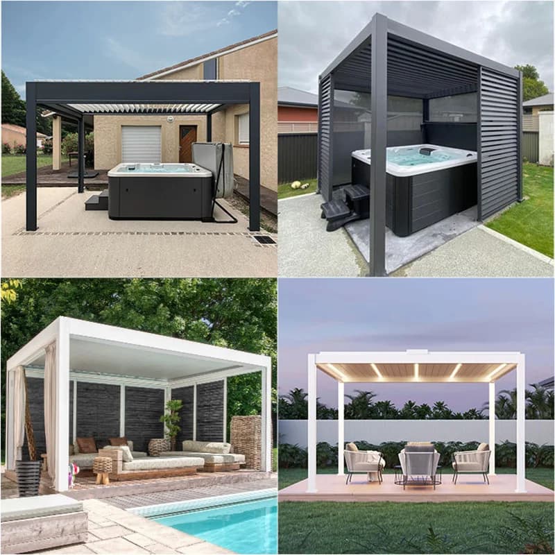 Pergola de jardin extérieure en aluminium étanche avec toit
