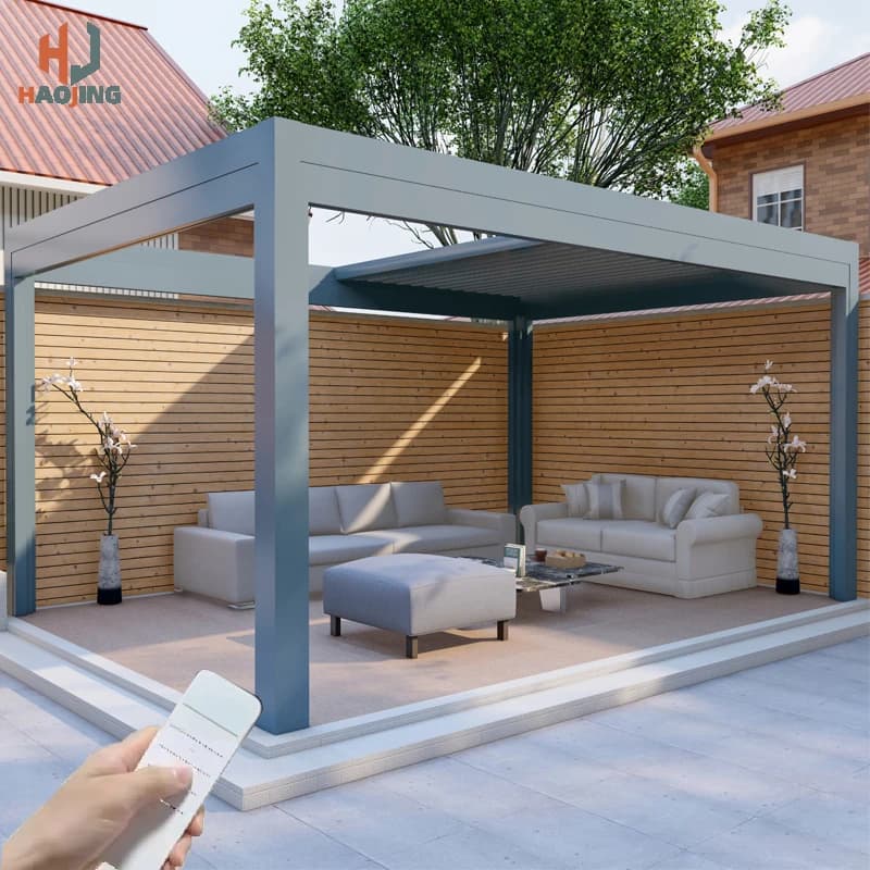 Pergola Bioclimatique Automatique en Aluminium Télescopique 4x3 pour Jardin Extérieur
