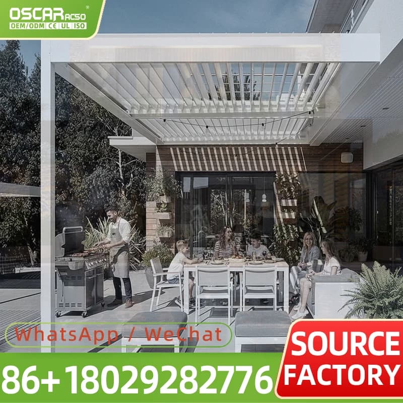 Pergola de terrasse motorisée rétractable à lames orientables