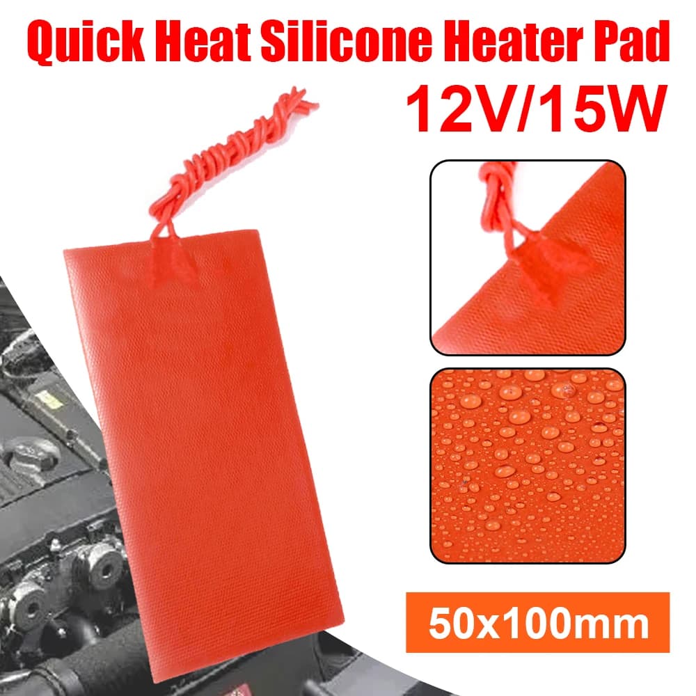 Mini coussin chauffant en silicone pour voiture, 12V, 15W, 5x10cm