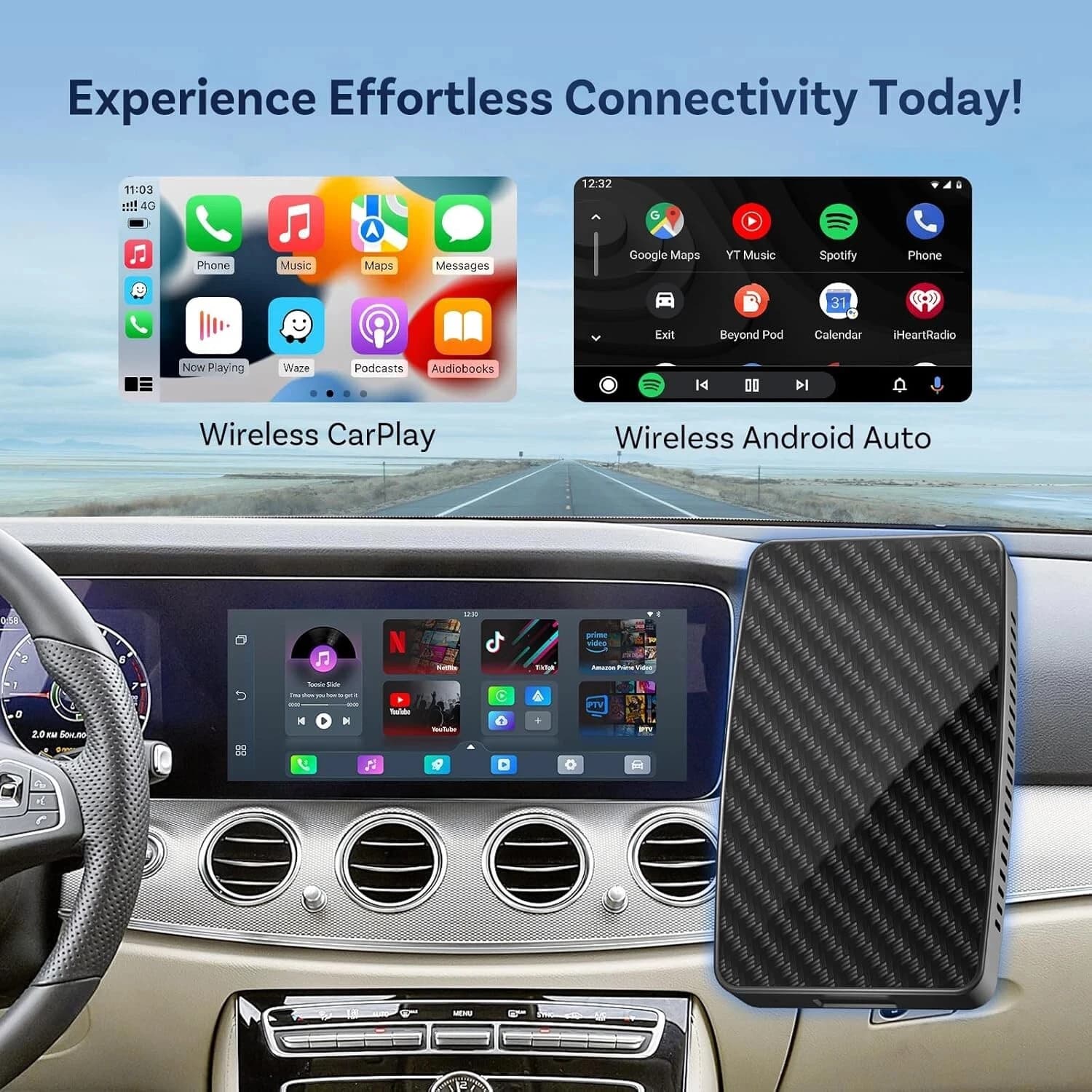 Play2Video PRO – adaptateur CarPlay sans fil Android Auto, pour lecture vidéo Youtube Netflix, accessoires de voiture, boîte intelligente