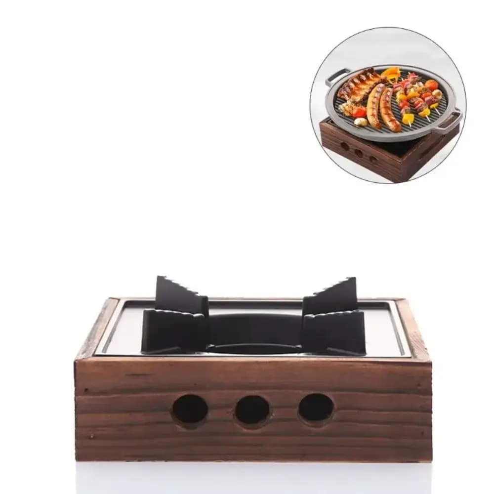Four de cuisson portable multifonctionnel carré pour barbecue, idéal pour la cuisson à sec, les hot pots, les grillades sur bois et le camping