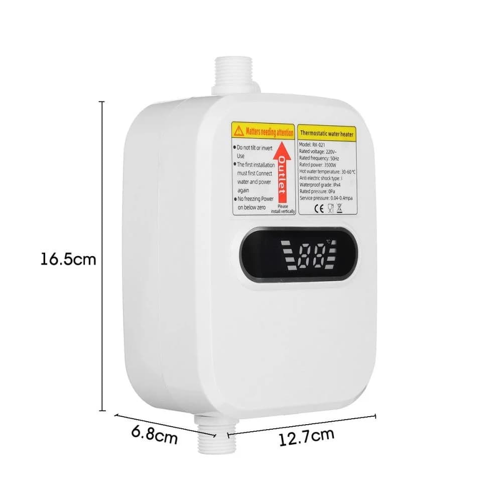 3500W Mini chauffe-eau électrique instantané salle de bains cuisine chauffe-eau sans réservoir robinet affichage de la température robinet ensemble de douche