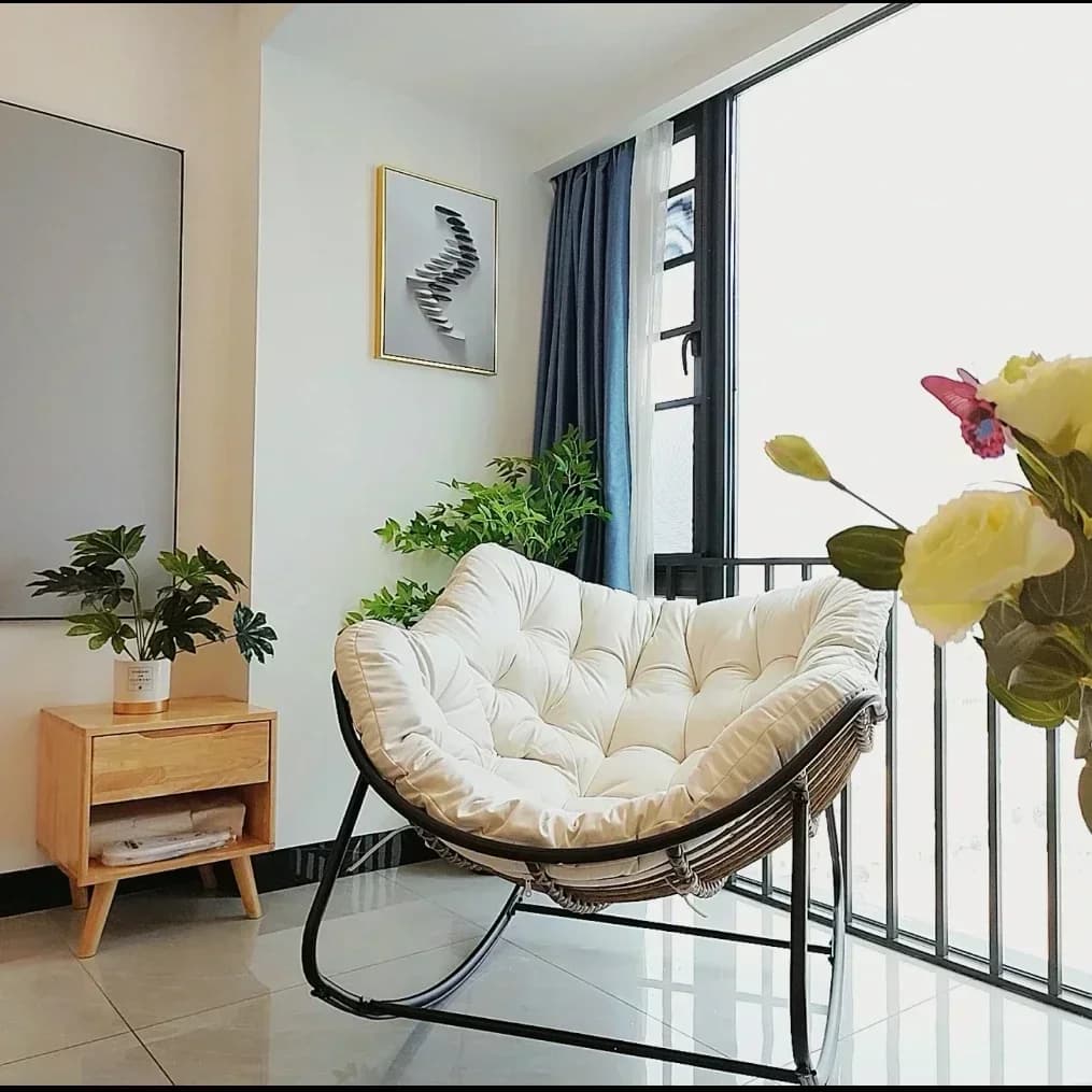 Chaise à bascule paresseux canapé nid d'oiseau en forme de salon balcon sieste petit appartement rotin tissé adulte
