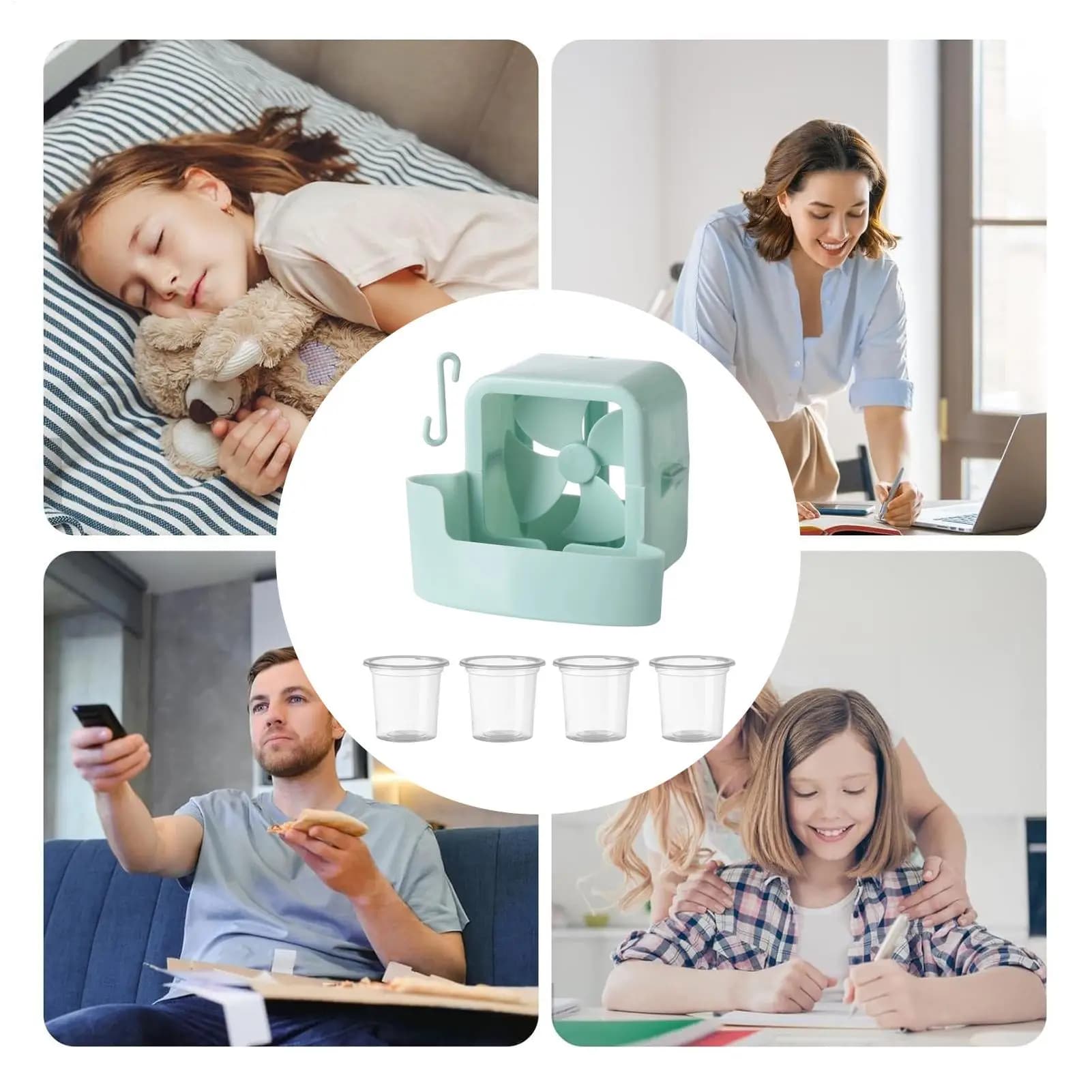 Ventilateur humidificateur rafraîchisseur d'air sur pied avec mini-réservoir d'eau, dispositif de refroidissement par glace suspendable pour soulager la chaleur estivale, pour sol et bureau