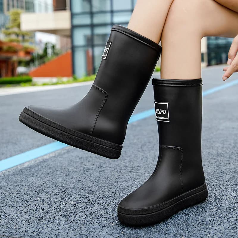 Bottes de pluie pour femmes, tendance été, antidérapantes, chaussures de pluie souples, pêche en plein air, hiver, semelle épaisse, chaussures en caoutchouc imperméables