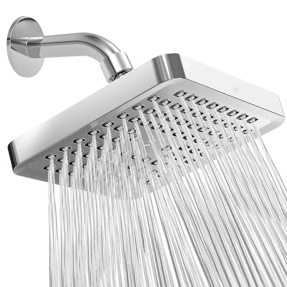 Pommeau de douche pluie haute pression de 6 pouces avec bras, grand débit, buses anti-colmatage, accessoires de salle de bain