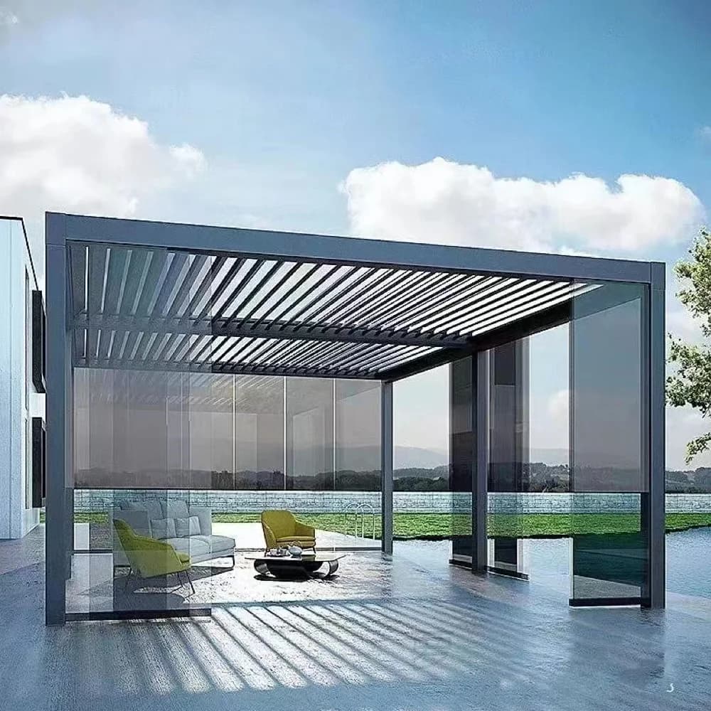 Pergola 2x3 3x3 5x5 4m X 3m 2.5X2.5 Taille personnalisée Cadre en aluminium Toit à persienne réglable pour n'importe quel espace extérieur