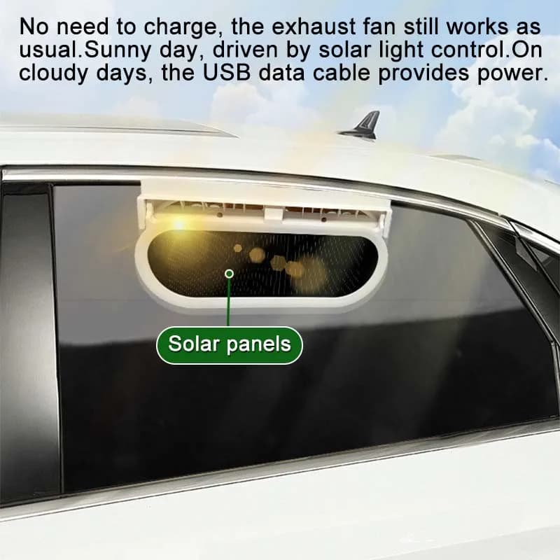 Ventilateur de voiture puissant pour fenêtre, avec panneau solaire rechargeable, ventilateur de refroidissement USB pour radiateur