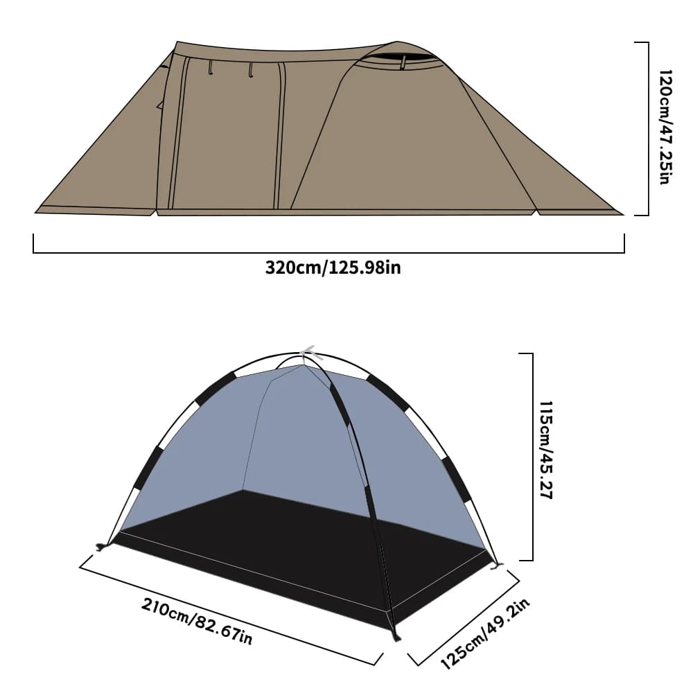 Tente chaude ignifuge pour 2 personnes, tente dôme extensible et imperméable avec sortie de poêle et jupe à neige, pour le camping, la randonnée, la chasse, hiver, 4 saisons