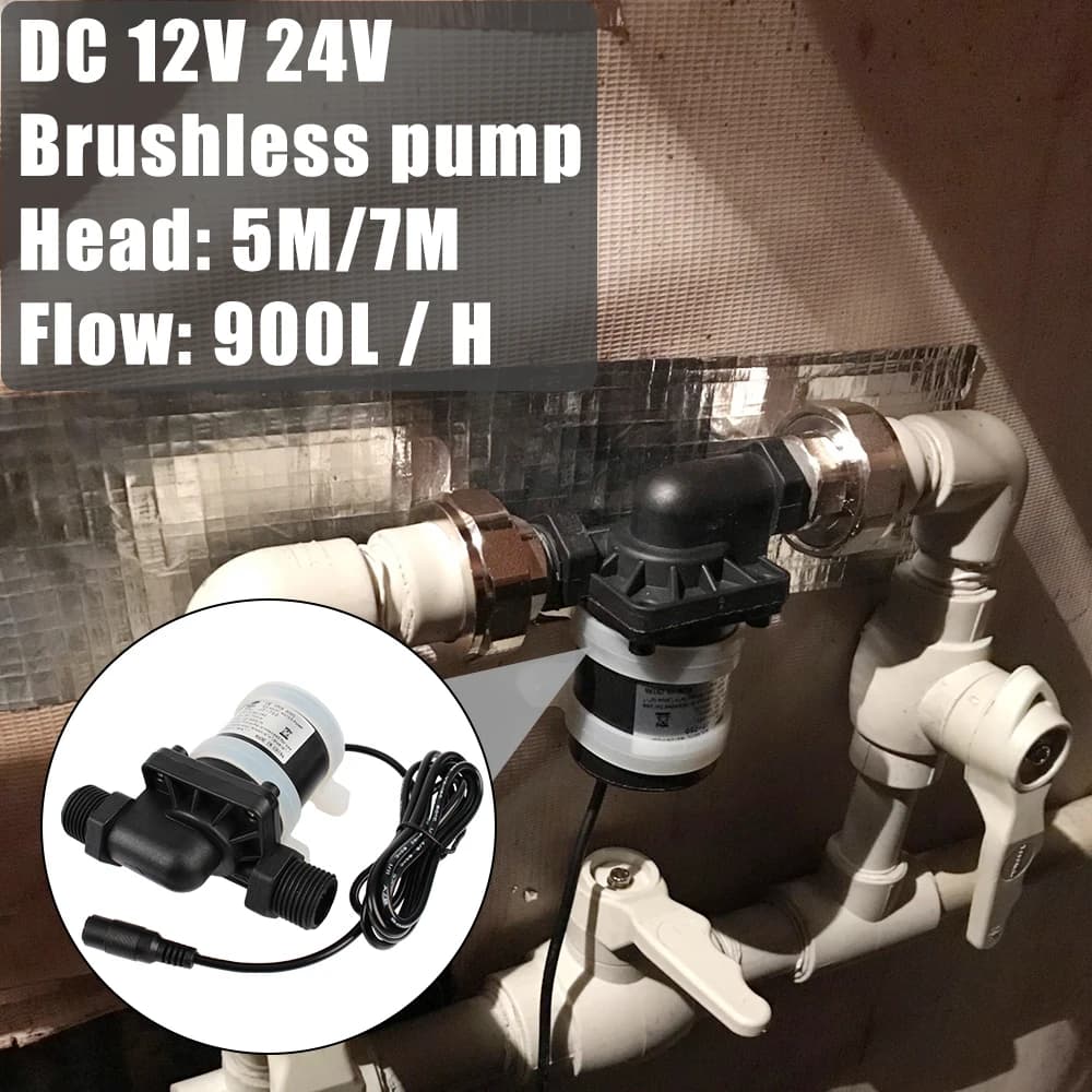 Pompe de surpression de chauffage au sol, chauffe-eau, douche, moteur solaire sans balais, pompe à eau Micro SubSN, DC 12V, 24V