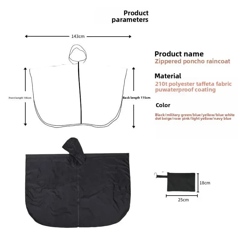 Imperméable unisexe de style japonais et coréen, poncho de pluie à fermeture éclair, vêtement de pluie portable pour vélo électrique, pour adultes, randonnée en plein air, voyage