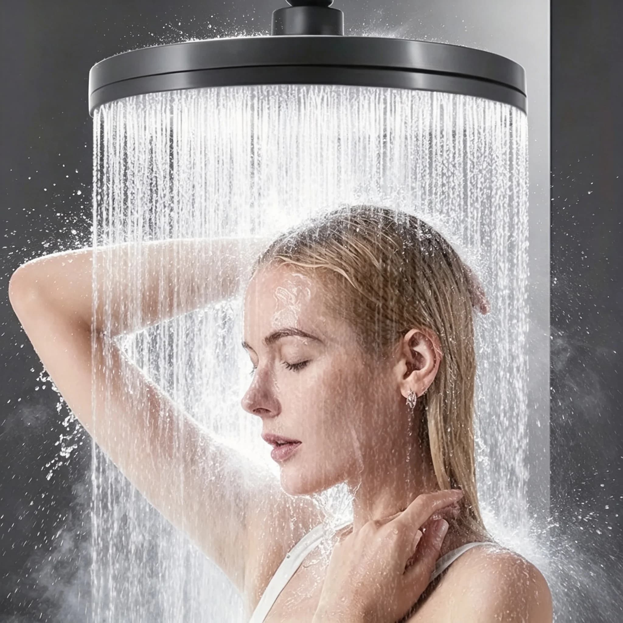 Pommeau de douche pluie surdimensionné à haute pression avec 6 modes de jet, large couverture intégrale du corps pour salle de bain à domicile