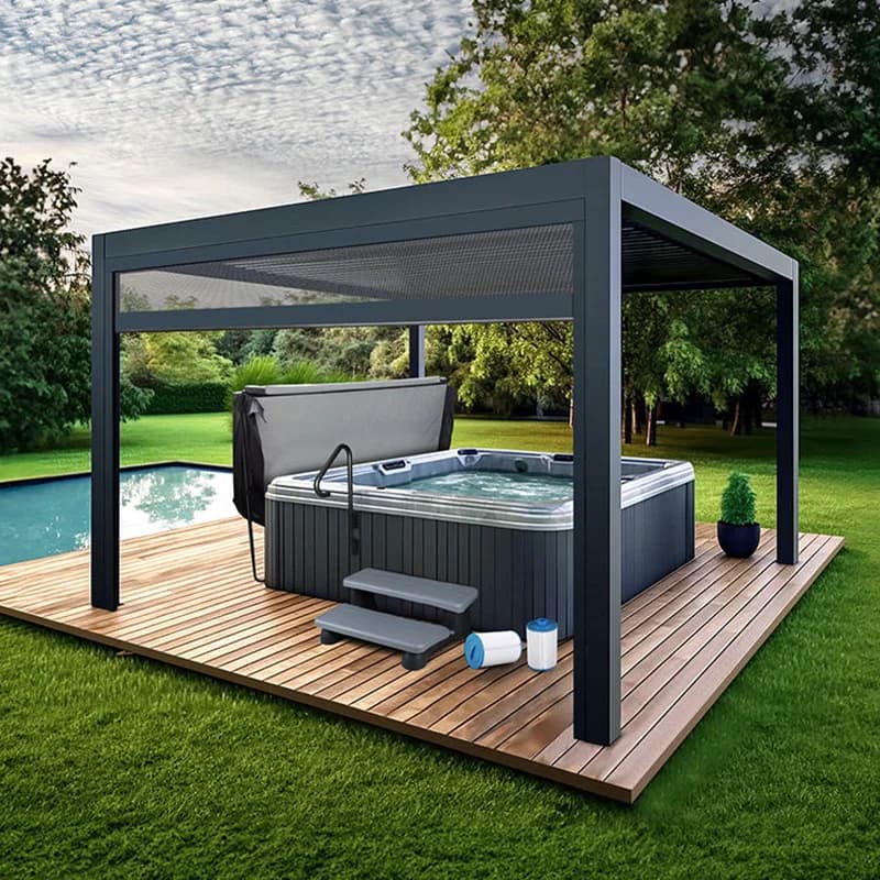Pergola de jardin extérieure en aluminium étanche avec toit
