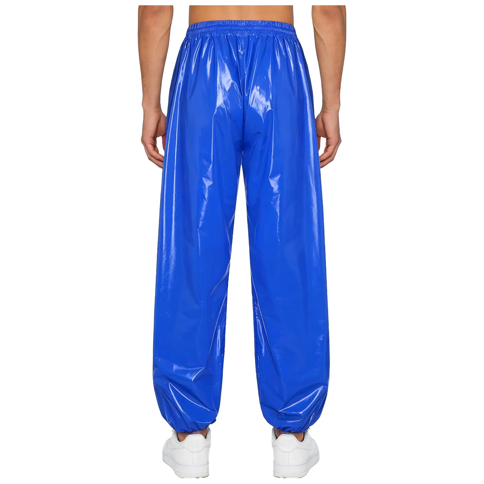 Pantalon de jogging imperméable pour homme, effet mouillé, avec cordon de serrage, taille élastique, coupe ample, pour entraînement, cyclisme, moto, motard