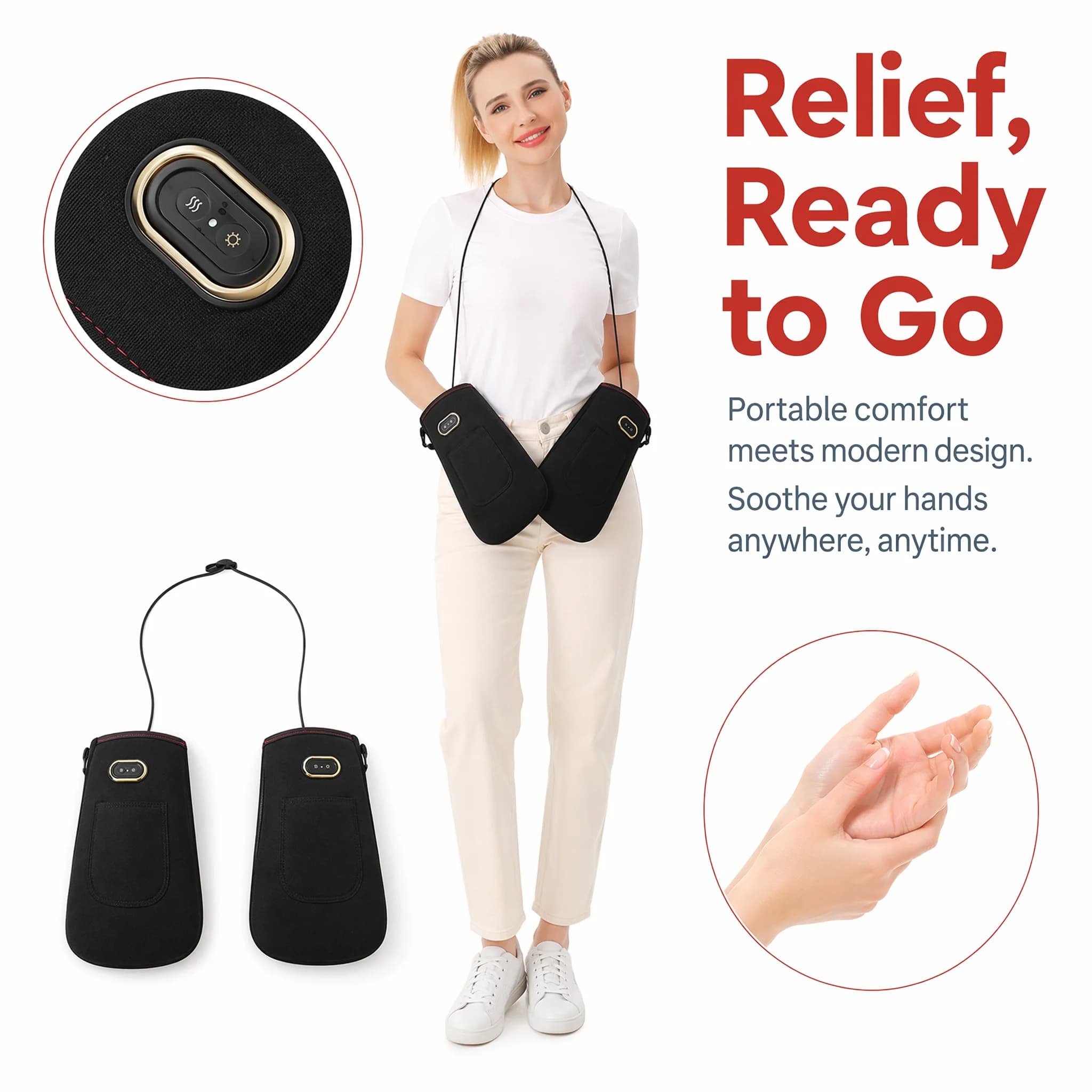 Chauffe-mains électrique USB, masseur de poche, 3 modes de chauffage, compresse chaude pour les mains, soulage les douleurs articulaires, détente et soin des mains