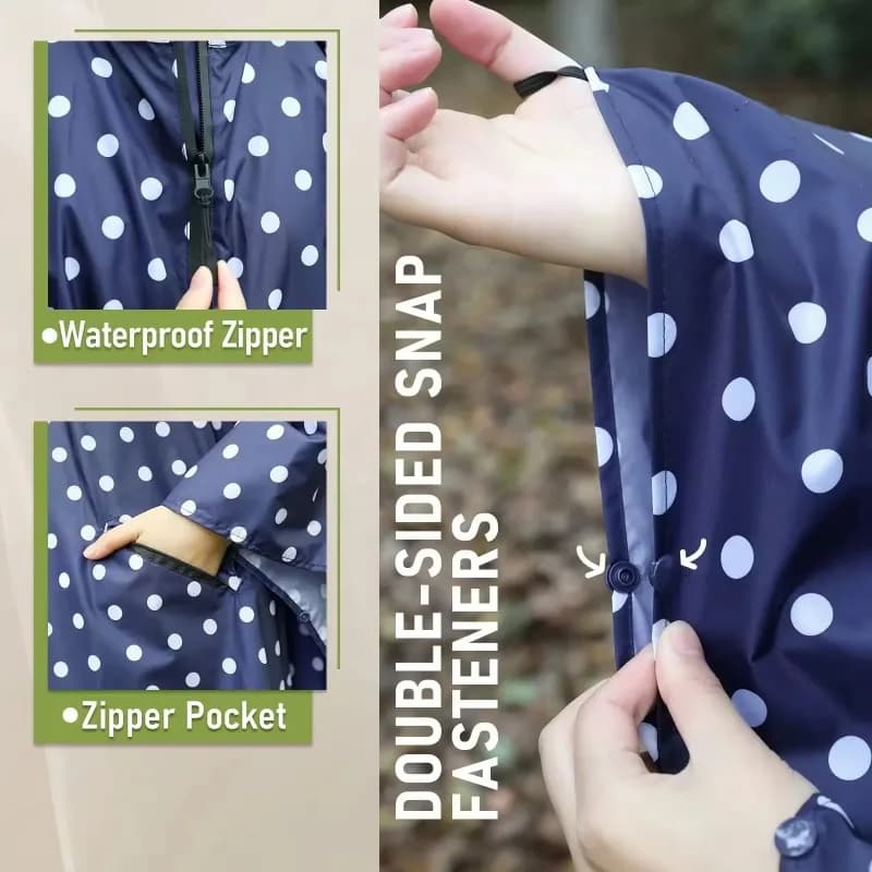 Imperméable unisexe de style japonais et coréen, poncho de pluie à fermeture éclair, vêtement de pluie portable pour vélo électrique, pour adultes, randonnée en plein air, voyage