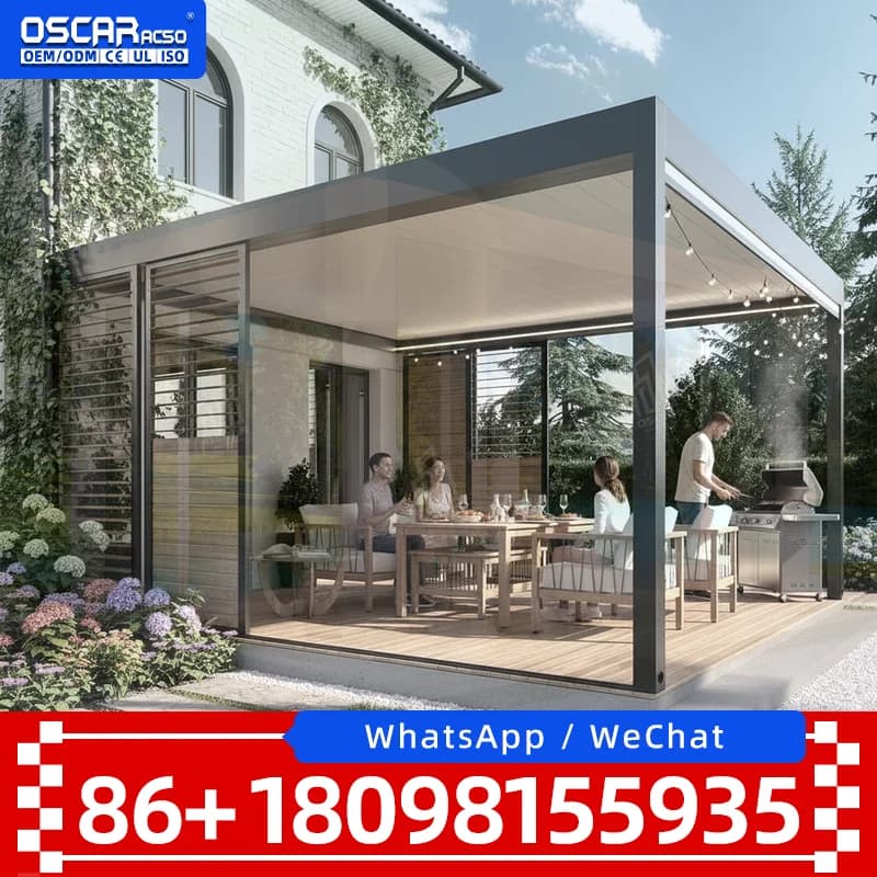 Toit en aluminium à persiennes personnalisé pour terrasse extérieure