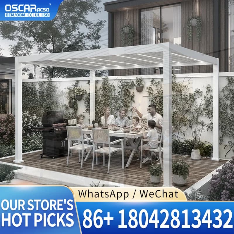 Pergola bioclimatique manuelle en aluminium pour jardin