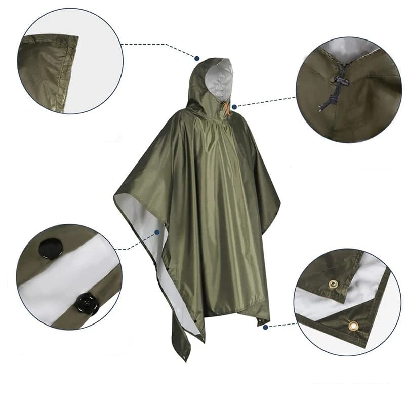 Poncho de pluie robuste pour sac à dos, imperméable, léger, pour adultes, Camping d'urgence, imperméable universel pour hommes et femmes