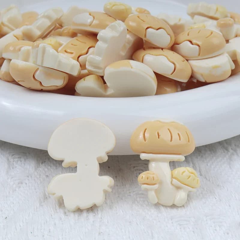 10/100 PIÈCES Série Champignons Ruraux Ornements Artisanaux en Résine pour Enfants Accessoires de Décoration DIY Matériel de Broderie à Dos Plat