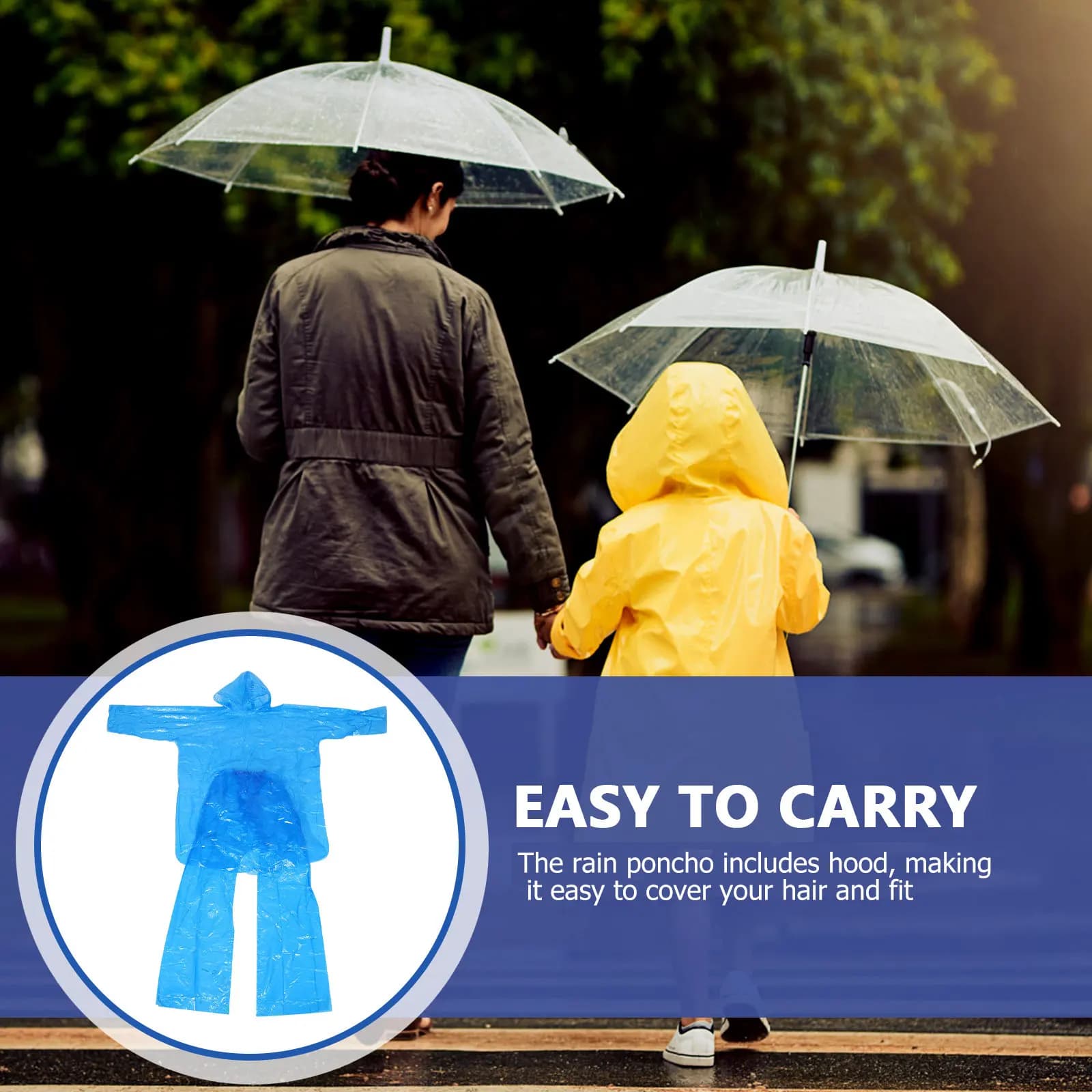 3 Ensembles de Vêtements de Pluie Jetables : Imperméables Transparents à Capuche, Pantalons, Ponchos de Voyage, Couvre-chaussures Imperméables pour Hommes et Femmes, pour Situations d'Urgence