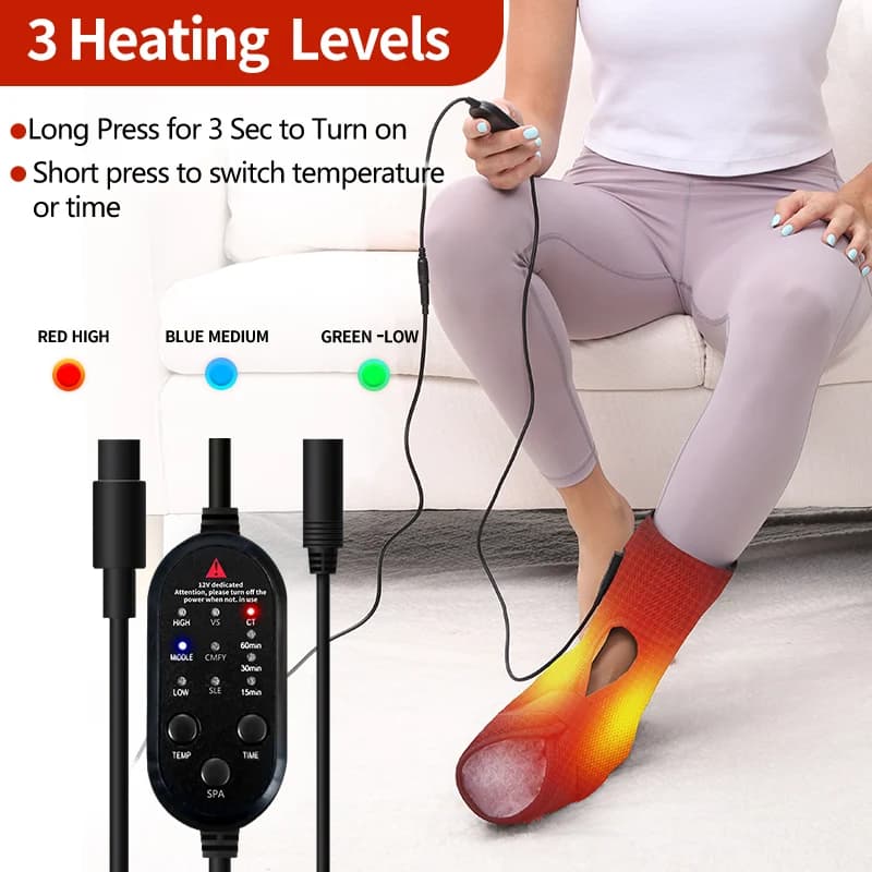 Coussin chauffant électrique pour les pieds et les chevilles, pour la relaxation à domicile, le confort articulaire et le bien-être, 3 modes
