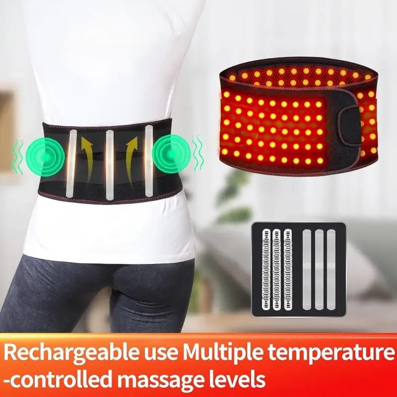 Ceinture chauffante à lumière rouge 660nm, coussin chauffant bien-être, masseur vibrant, soutien lombaire, confort pour la taille, détente à domicile