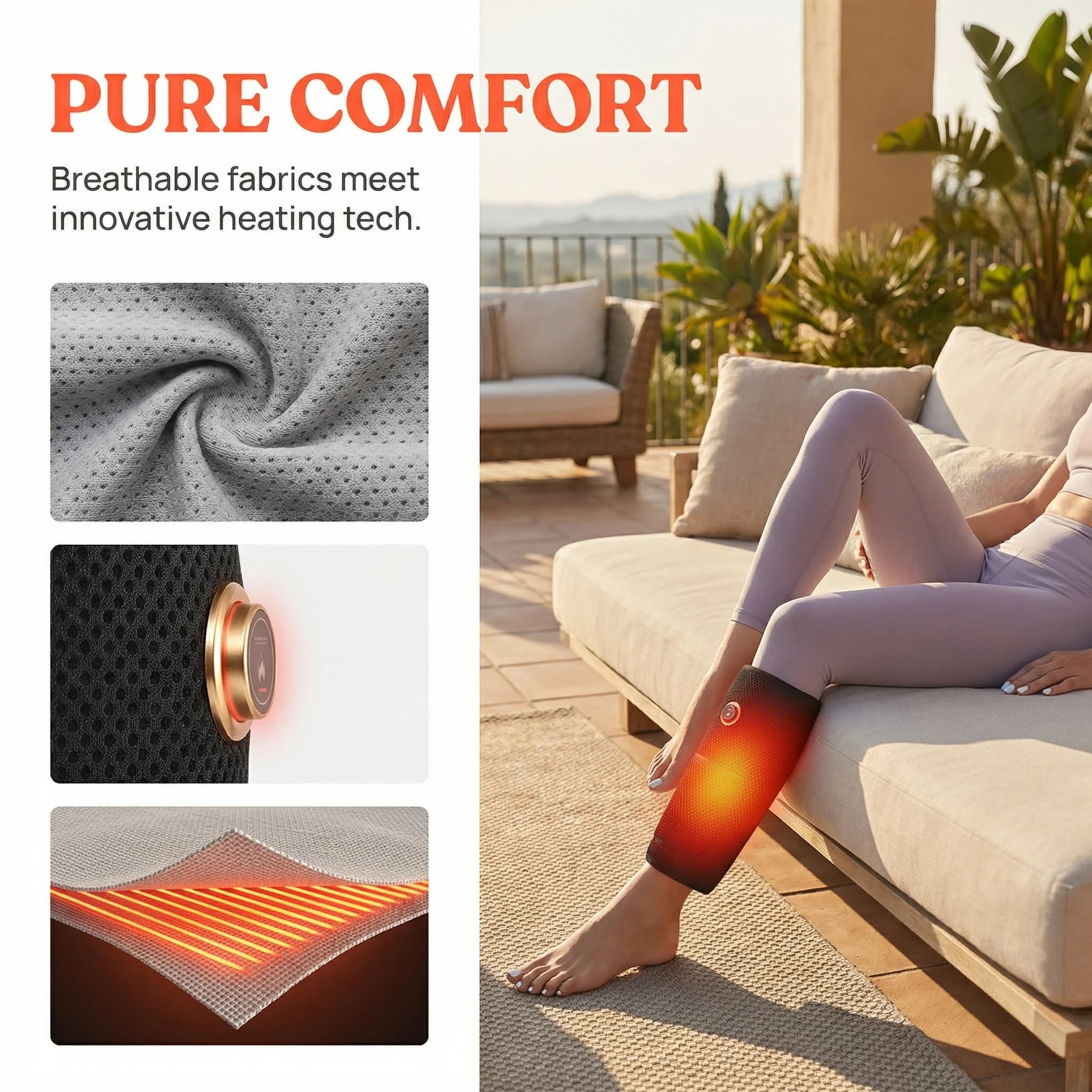 Chauffage des mollets, 3 Modes, Airbag électrique, Compression des jambes, chauffage des pieds, relaxation musculaire, Circulation sanguine, Massage des pieds