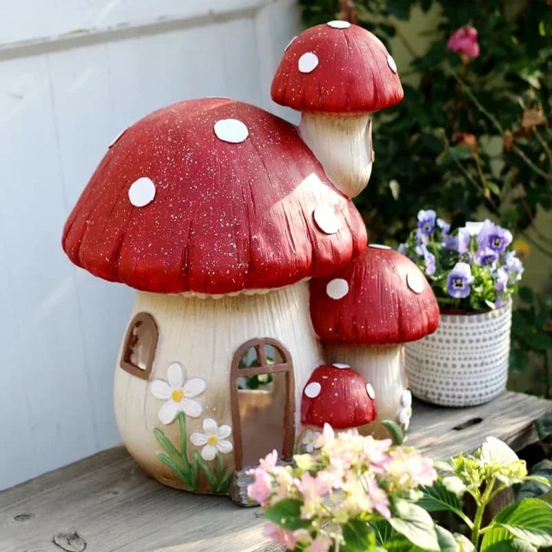 Champignon rouge balcon ornement jardin pelouse paysage décoration résine Simulation fée jardinage maternelle sol décoration