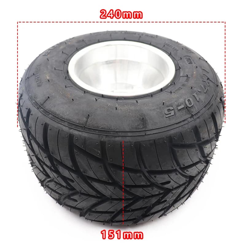 Pneus de pluie pour karting, roues DIY Karting, pneus avant 10x4.50-5, pneus arrière 11x7.10-5, pneus de route sous vide avec moyeu en alliage d'aluminium de 5 pouces