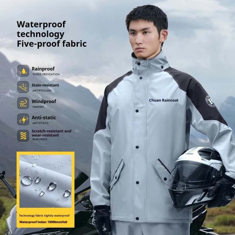 Ensemble imperméable pour motard, veste et pantalon de pluie épais pour livreur, spécial moto.