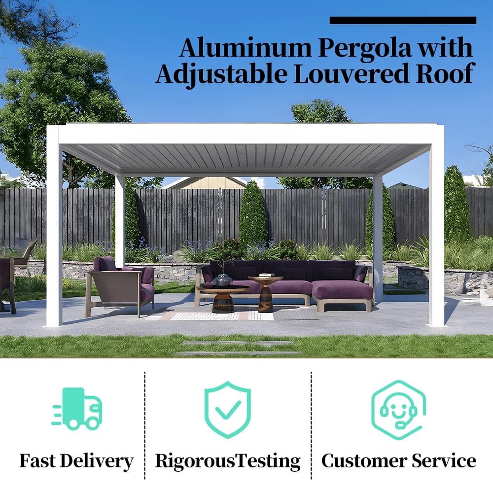 Pergola de terrasse motorisée rétractable à lames orientables