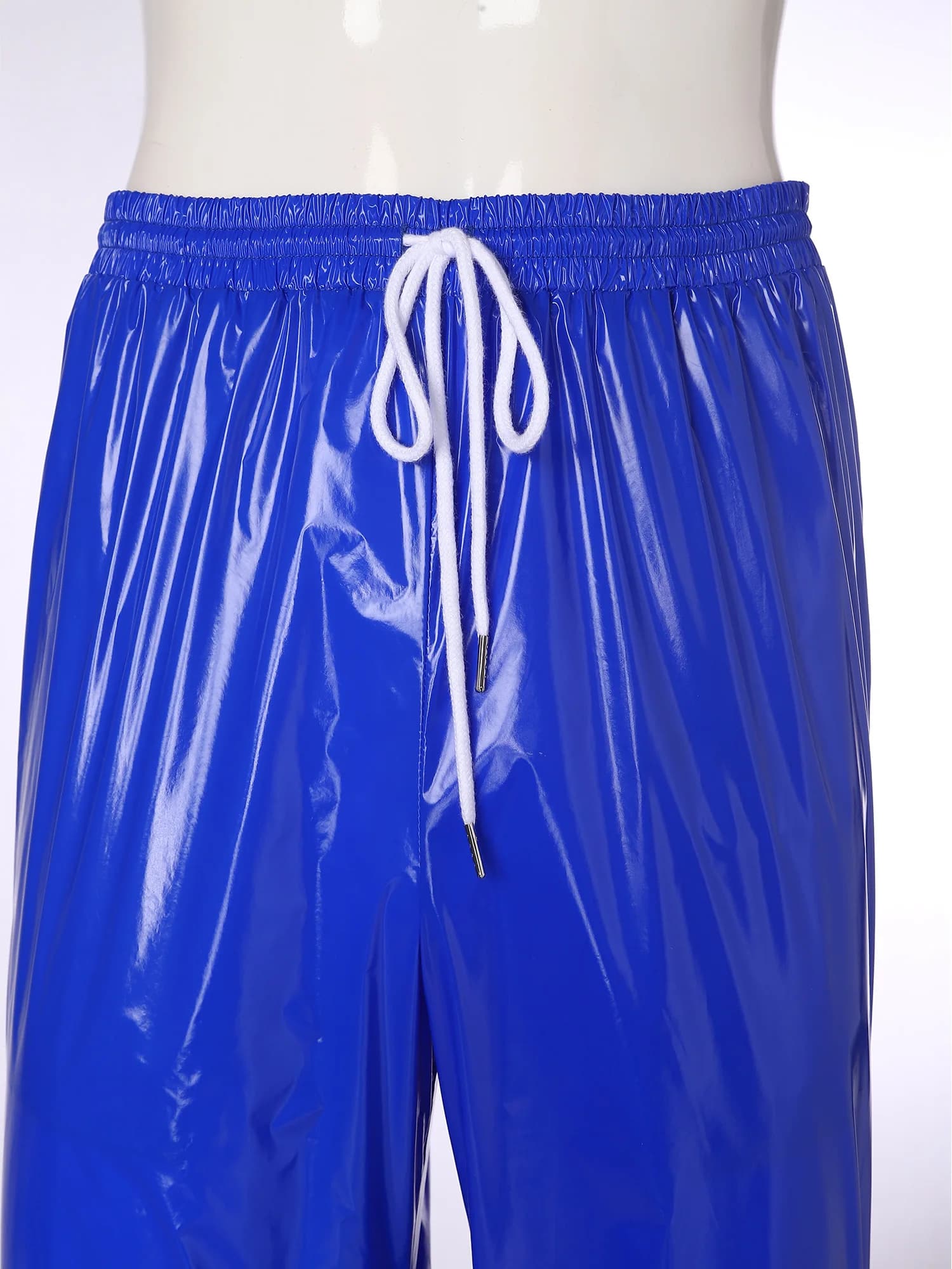 Pantalon de jogging imperméable pour homme, effet mouillé, avec cordon de serrage, taille élastique, coupe ample, pour entraînement, cyclisme, moto, motard