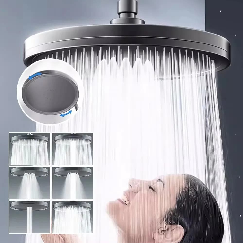 Nouveau Pommeau de douche à effet de pluie 6 Modes salle de bain pomme de douche à haute pression ° Accessoires de robinet de douche à pulvérisation supérieure rotative