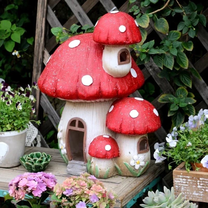 Champignon rouge balcon ornement jardin pelouse paysage décoration résine Simulation fée jardinage maternelle sol décoration