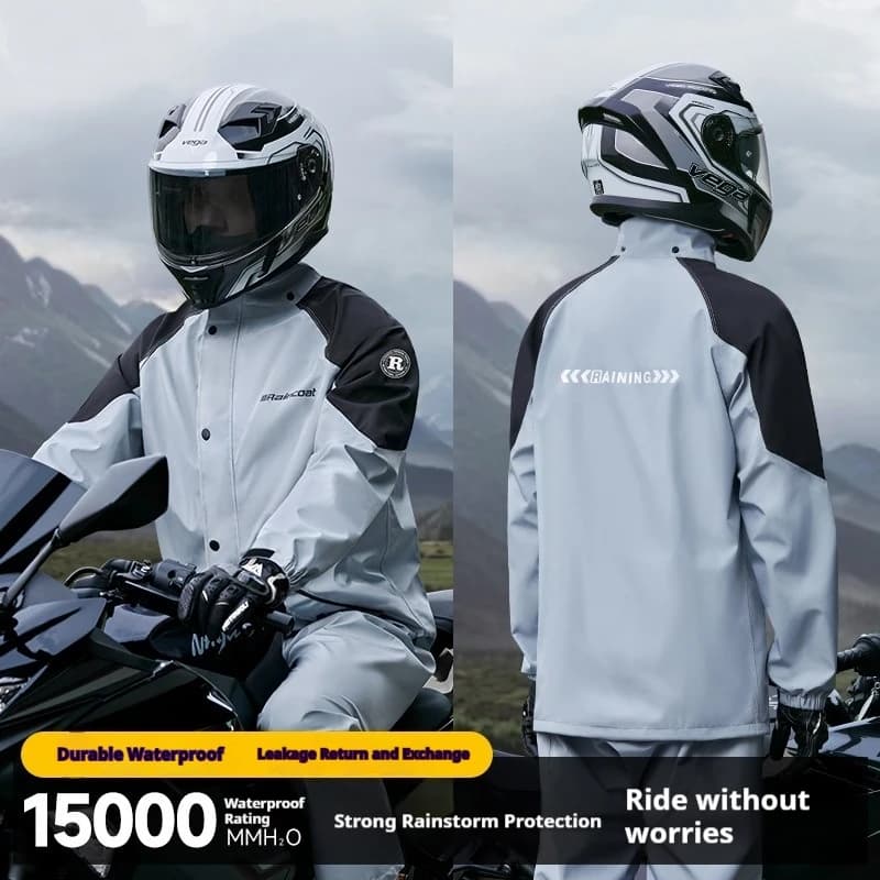 Ensemble imperméable pour motard, veste et pantalon de pluie épais pour livreur, spécial moto.