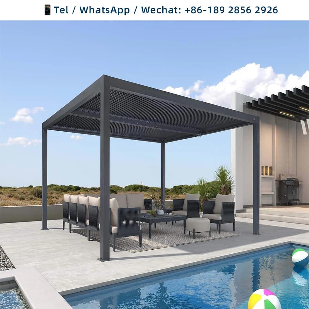 Pergola bioclimatique en aluminium 3x4m motorisée extérieure plage piscine Gazebos alliage protection contre la pluie