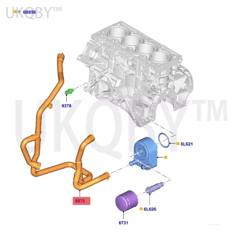Wi ng Ti ge r 13. Tuyau d'air de chauffage Fo x 15/1.5T F1F18C351DG