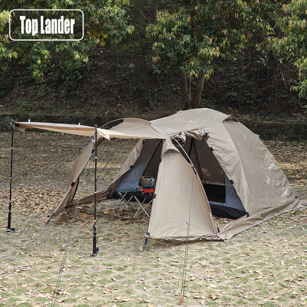 Tente chaude ignifuge pour 2 personnes, tente dôme extensible et imperméable avec sortie de poêle et jupe à neige, pour le camping, la randonnée, la chasse, hiver, 4 saisons